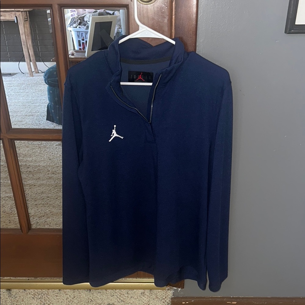 Jordan Blue Polo Hoodie with White Logo